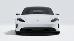Exterior view of Taycan showing the front of the car