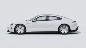 Exterior view of Taycan showing the left side of the car