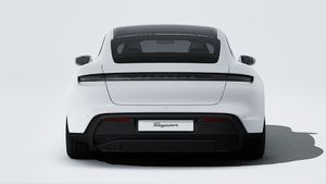 Exterior view of Taycan showing the rear of the car
