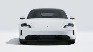 Exterior view of Taycan 4 showing the front of the car