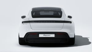 Exterior view of Taycan 4S showing the rear of the car