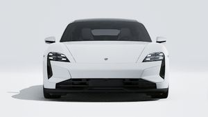 Exterior view of Taycan Turbo showing the front of the car