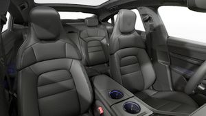 Interior view showing the front seats of Taycan 4S Black Edition