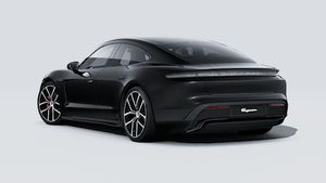 Exterior view of Taycan 4S Black Edition showing the back and left side of the car