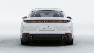 Exterior view of Panamera 4 showing the rear of the car