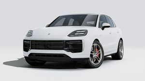 フロントと左サイドを示す Cayenne Turbo E-Hybrid の外観。