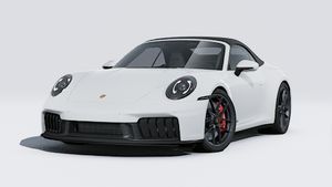Exterior view of 911 Carrera GTS Cabriolet showing the front and left side of the car
