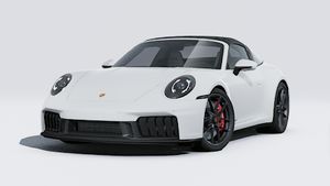 Exterior view of 911 Targa 4 GTS showing the front and left side of the car