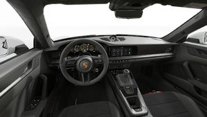 Interior view showing the steering wheel and dashboard of 911 GT3