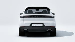 Exterior view of Cayenne E-Hybrid showing the rear of the car