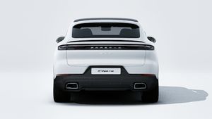 Exterior view of Cayenne E-Hybrid Coupé showing the rear of the car