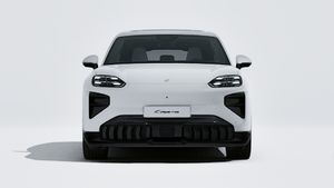 Exterior view of Cayenne Turbo Electric showing the front of the car