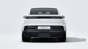 Exterior view of Cayenne Coupé Electric showing the rear of the car