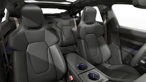 Interior view showing the front seats of Taycan Turbo S