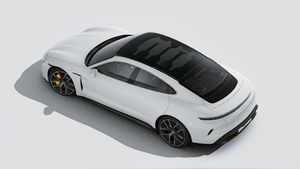Exterior view of Taycan Turbo S seen from above