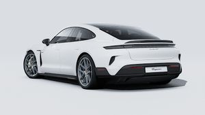 Exterior view of Taycan Turbo GT showing the back and left side of the car