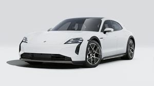 Exterior view of Taycan Turbo Cross Turismo showing the front and left side of the car