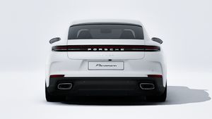 Exterior view of Panamera showing the rear of the car
