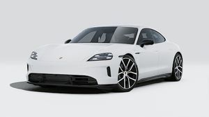 Внешний вид Taycan Black Edition с изображением передней и левой части автомобиля