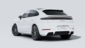 Exterior view of Cayenne S E-Hybrid Coupé Black Edition showing the back and left side of the car