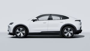 Exterior view of Cayenne Coupé Electric showing the left side of the car