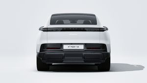 Exterior view of Cayenne Coupé Electric showing the rear of the car