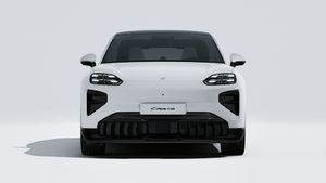 Exterior view of Cayenne Turbo Coupé Electric showing the front of the car