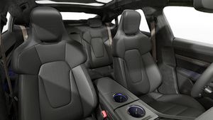 Interior view showing the front seats of Taycan Turbo S