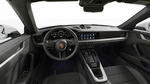 Interior view showing the steering wheel and dashboard of 911 Carrera Cabriolet