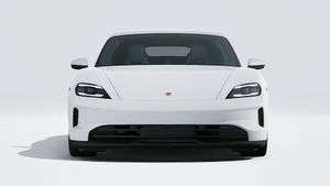 Exterior view of Taycan showing the front of the car