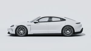 Exterior view of Taycan showing the left side of the car