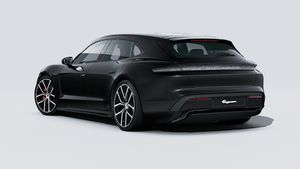 Išorinis Taycan 4S Sport Turismo Black Edition vaizdas, kuriame matyti automobilio galas ir kairysis šonas
