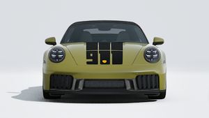 Vue extérieure de 911 Spirit 70 montrant l'avant de la voiture