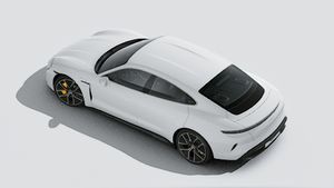 Vue extérieure de Taycan Turbo S vue d'en haut
