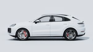 Cayenne Turbo E-Hybrid Coupé ārējais skats, kurā redzama automašīnas kreisā puse.