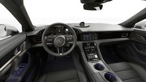 Skats no salona, kurā redzams stūres rats un instrumentu panelis Taycan Turbo S Cross Turismo