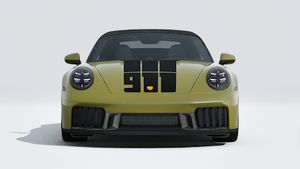 Vue extérieure de 911 Spirit 70 montrant l'avant de la voiture