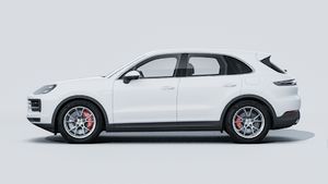 Vue extérieure de Cayenne S E-Hybrid montrant le côté gauche de la voiture