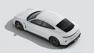 Vue extérieure de Taycan Turbo S vue d'en haut