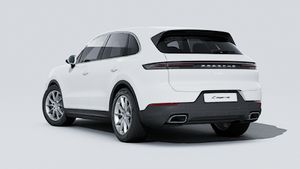Exterior view of Cayenne showing the back and left side of the car
