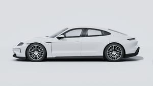 Exterior view of Taycan showing the left side of the car