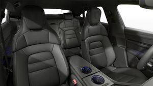 Interior view showing the front seats of Taycan Black Edition