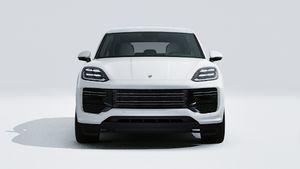 Exterior view of Cayenne Turbo E-Hybrid showing the front of the car