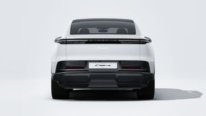 Exterior view of Cayenne Coupé Electric showing the rear of the car