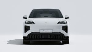 Exterior view of Cayenne Turbo Coupé Electric showing the front of the car