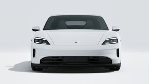 Exterior view of Taycan showing the front of the car