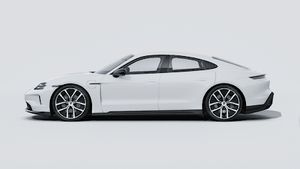 Exterior view of Taycan Black Edition showing the left side of the car