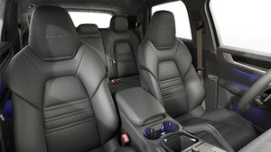 Interior view showing the front seats of Cayenne Turbo E-Hybrid