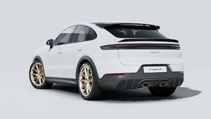 Exterior view of Cayenne Turbo GT showing the back and left side of the car