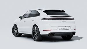 Exterior view of Cayenne Coupé Black Edition showing the back and left side of the car